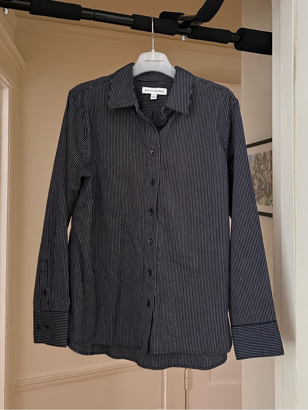 Banana Republic Navy Pinstripe Button-Up Shirt